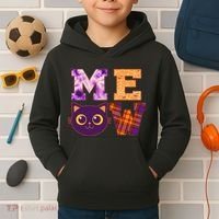 Cute Fall Halloween Cat MEOW Kids Hoodie thumb 2