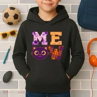 Cute Fall Halloween Cat MEOW Kids Hoodie thumb 2