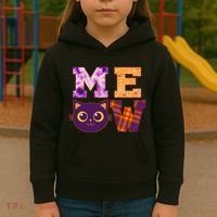 Cute Fall Halloween Cat MEOW Kids Hoodie thumb 3
