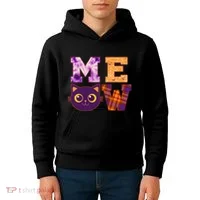 Cute Fall Halloween Cat MEOW Kids Hoodie thumb 4