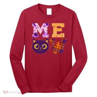 Cute Fall Halloween Cat MEOW Long Sleeve Shirt