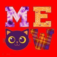 Cute Fall Halloween Cat MEOW Santa Hat thumb 1