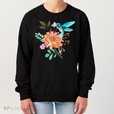 Colorful Flowers Hummingbird Women's Sweatshirt