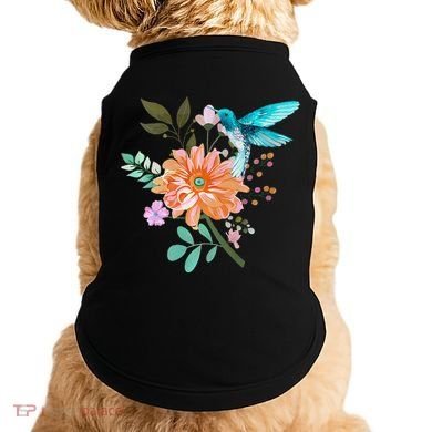 Colorful Flowers Hummingbird Doggie Tank