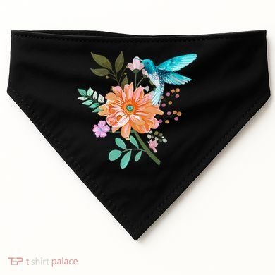 Colorful Flowers Hummingbird USA-Made Doggie Bandana