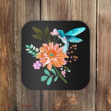Colorful Flowers Hummingbird Coaster