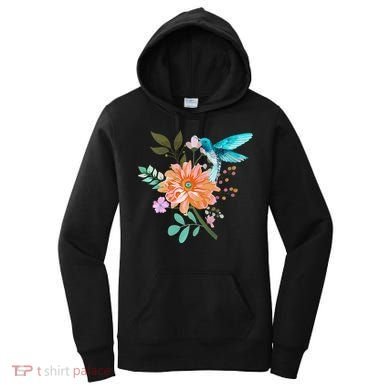 Colorful Flowers Hummingbird Women's Hoodie
