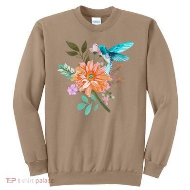 Colorful Flowers Hummingbird Sweatshirt