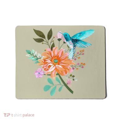 Colorful Flowers Hummingbird Mousepad