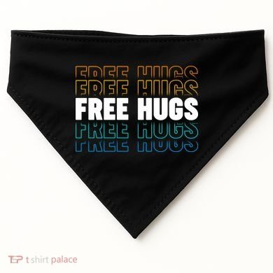 Colorful Free Hugs Pattern USA-Made Doggie Bandana