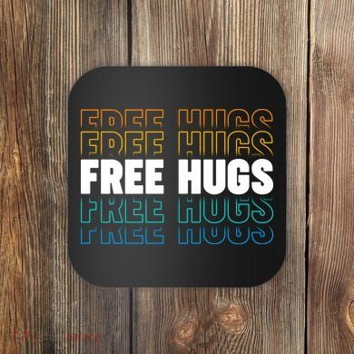 Colorful Free Hugs Pattern Coaster