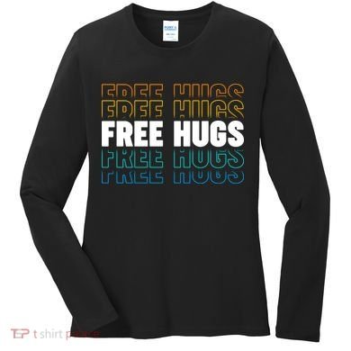 Colorful Free Hugs Pattern Women's Long Sleeve Shirt