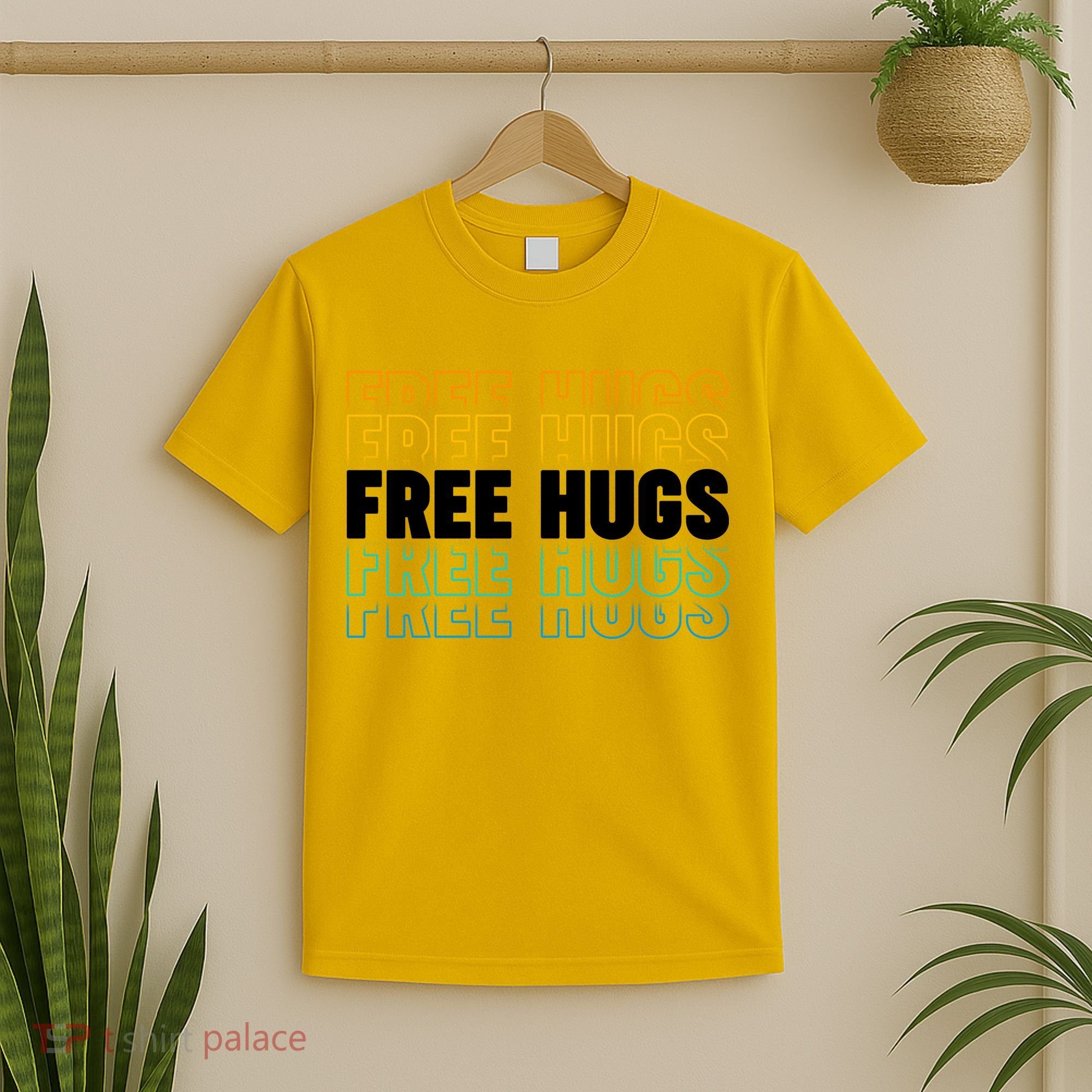 Colorful Free Hugs Pattern T-Shirt
