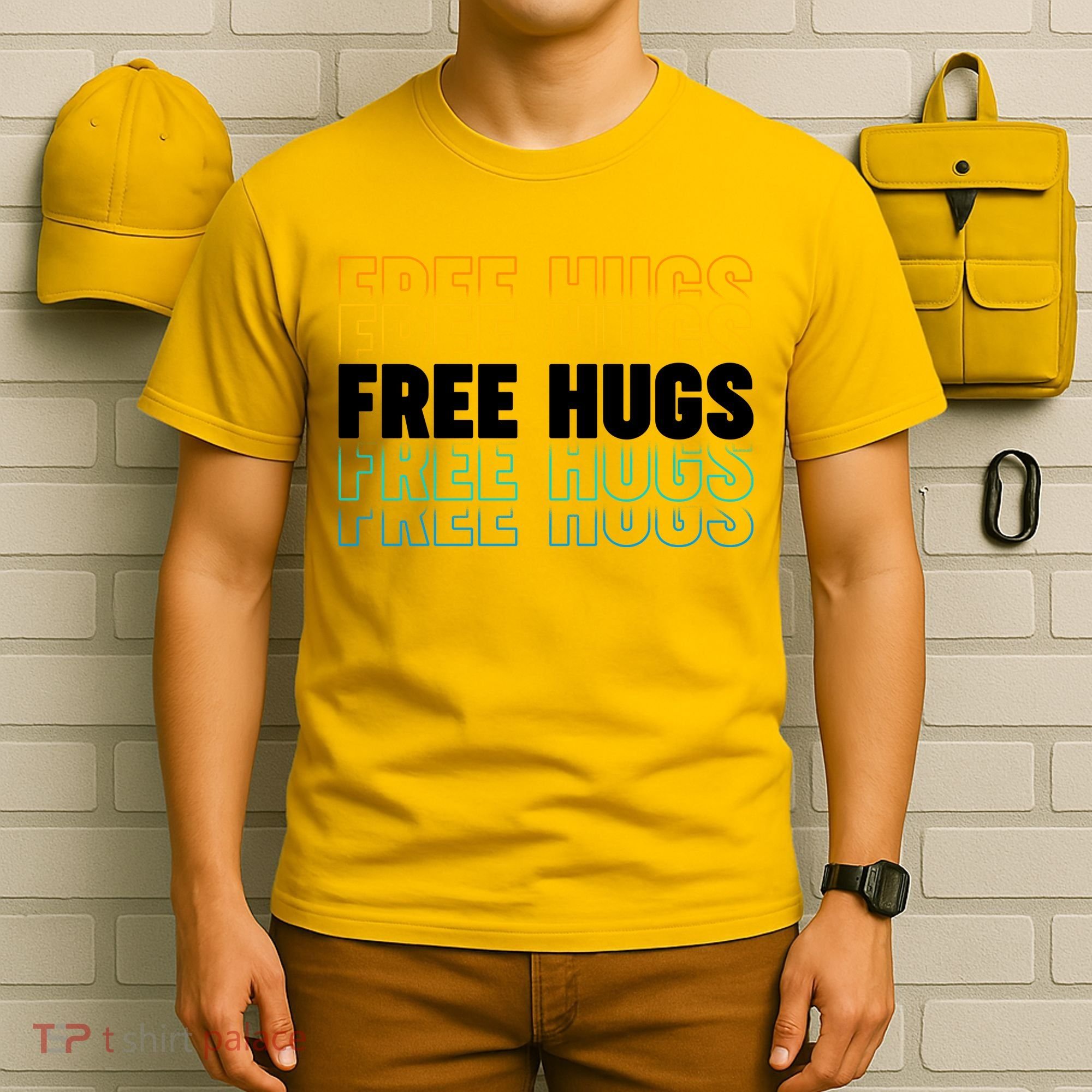 Colorful Free Hugs Pattern T-Shirt