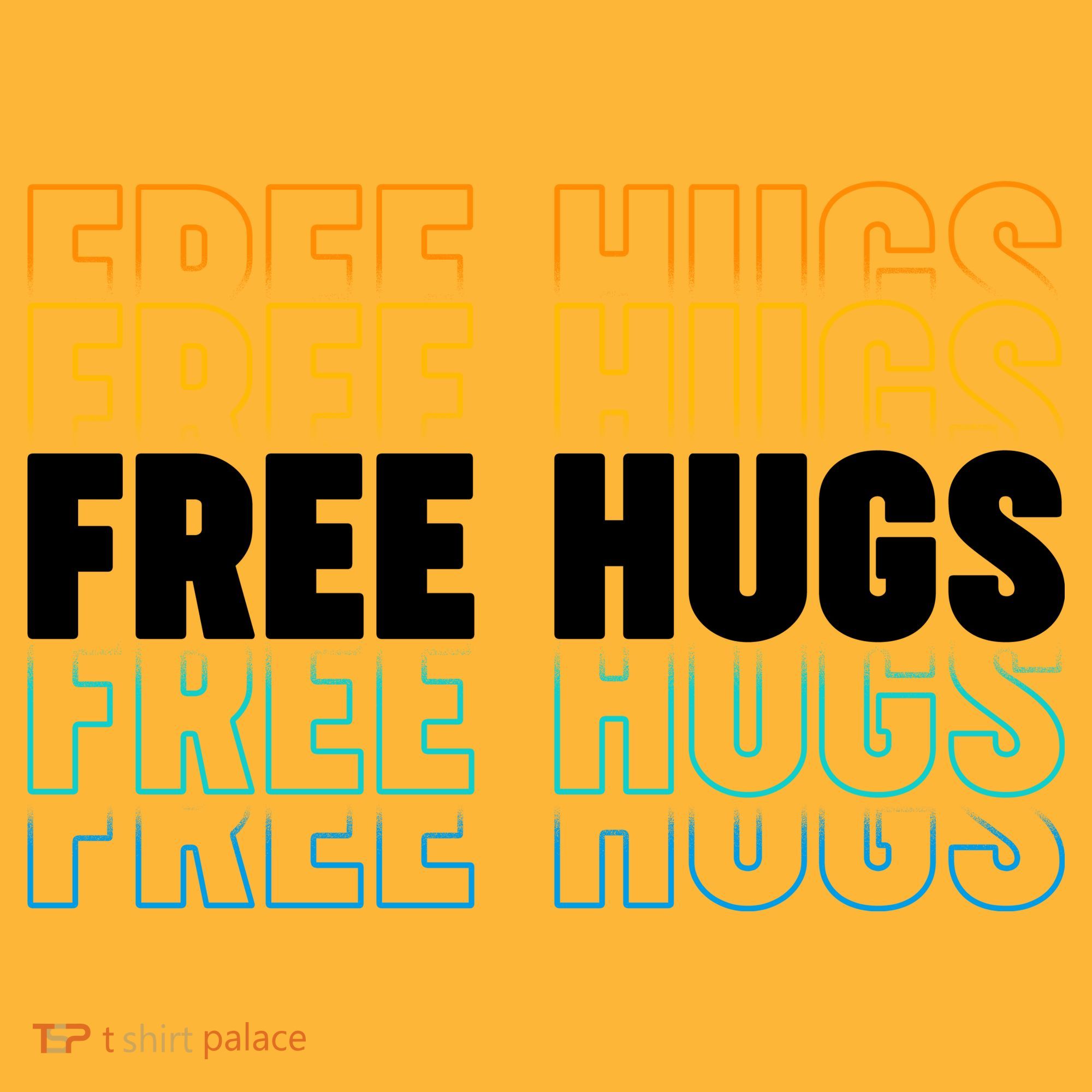 Colorful Free Hugs Pattern T-Shirt