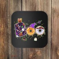 Cute Funny Halloween Boo Donuts Coaster thumb 0