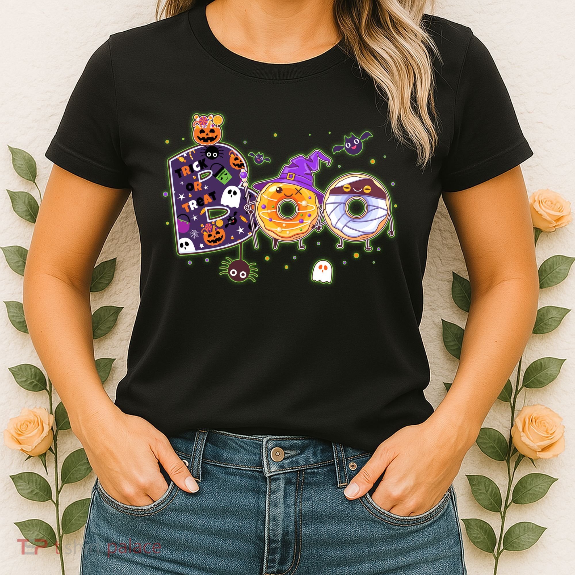 Cute Funny Halloween Boo Donuts Women's T-Shirt