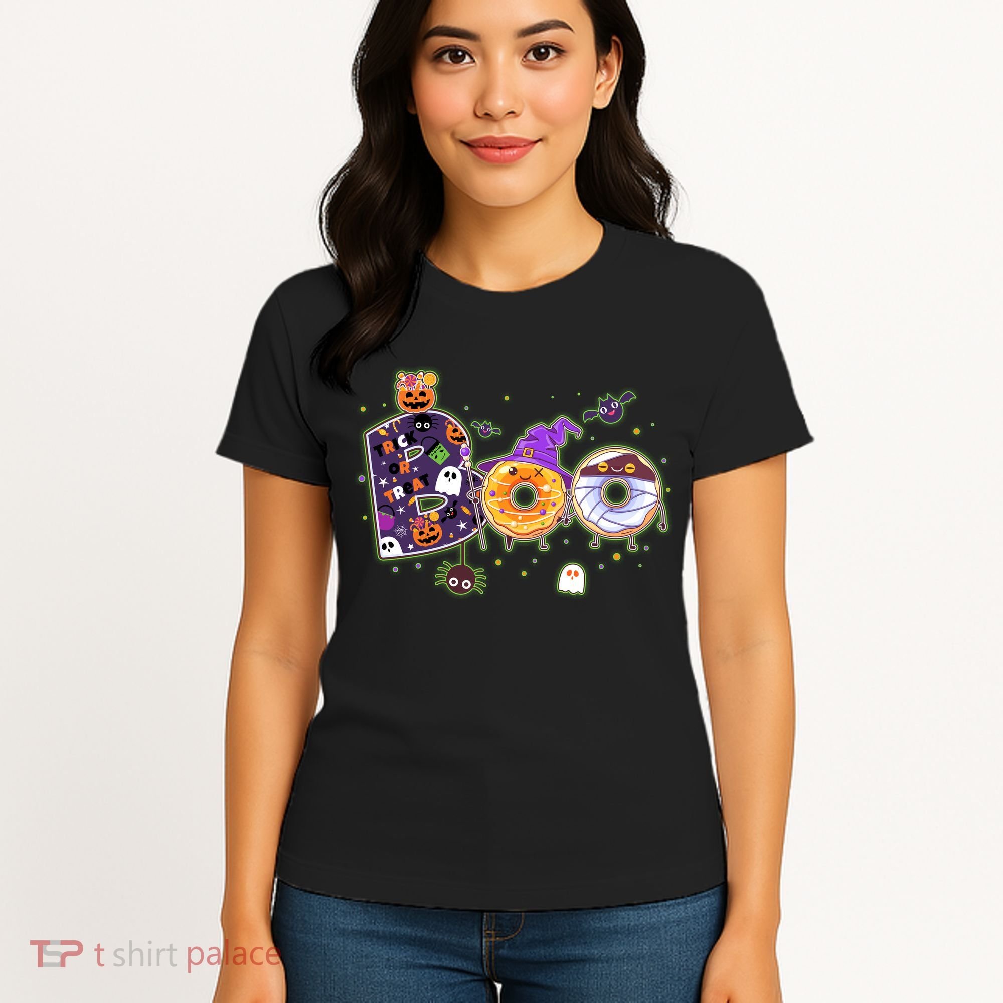 Cute Funny Halloween Boo Donuts Women's T-Shirt