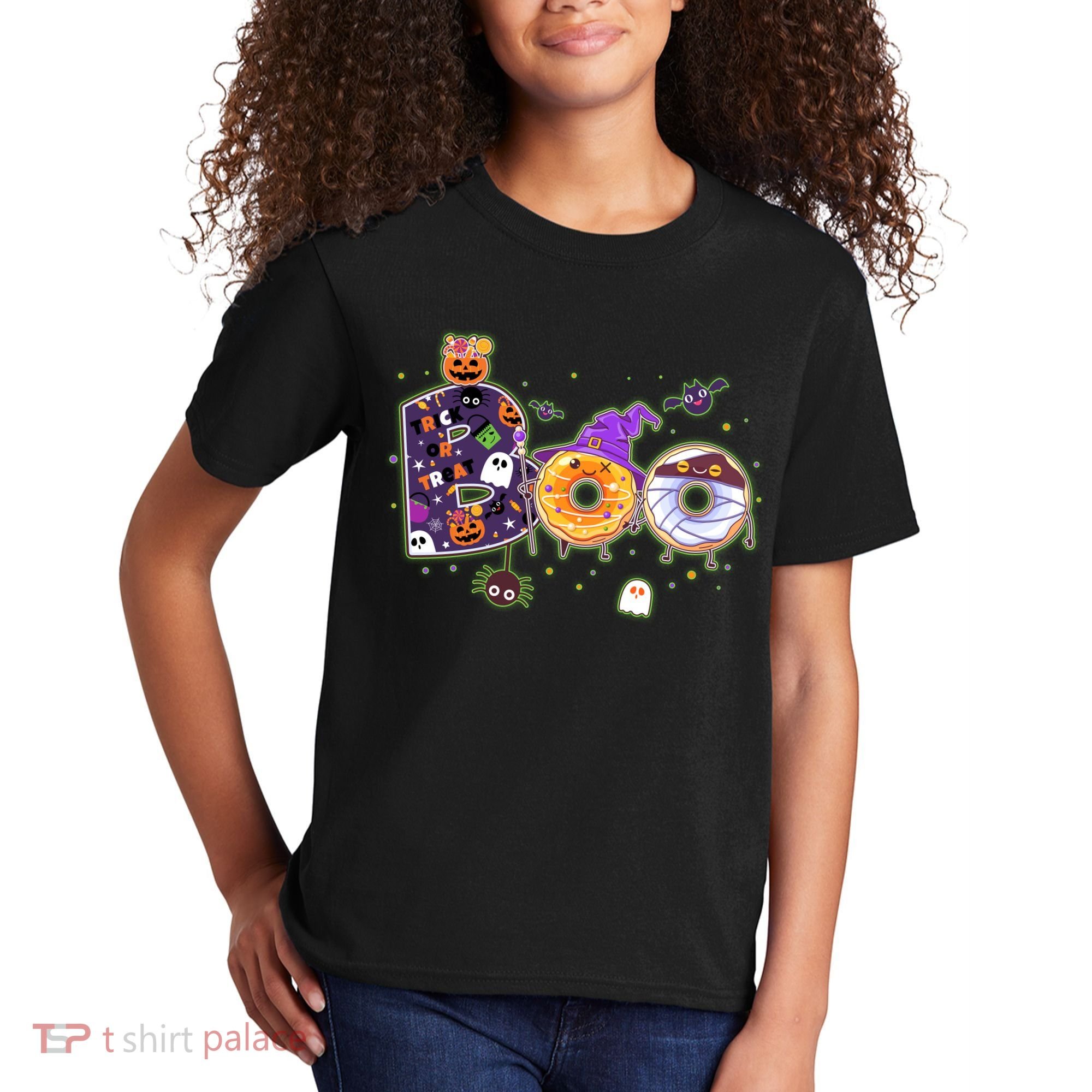 Cute Funny Halloween Boo Donuts Kids T-Shirt