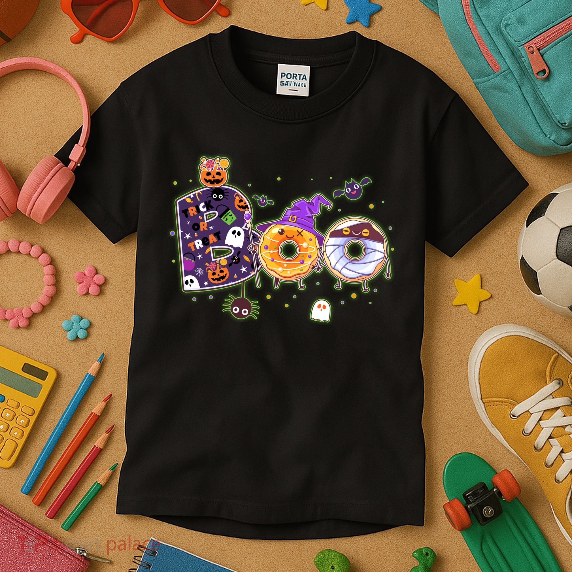 Cute Funny Halloween Boo Donuts Kids T-Shirt
