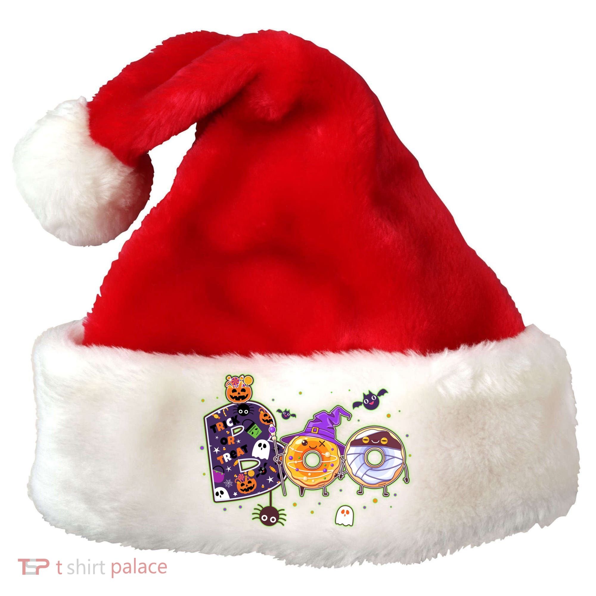 Cute Funny Halloween Boo Donuts Santa Hat
