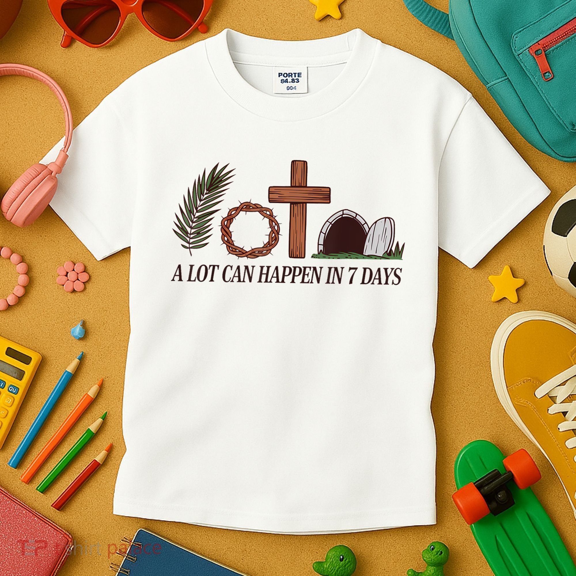 Christian Faith Happy Easter Day A Lot Can Happen In 7 Days Kids T-Shirt