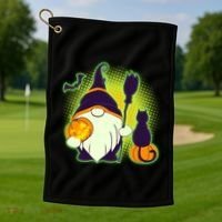 Cute Funny Halloween Gnome Golf Towel thumb 1