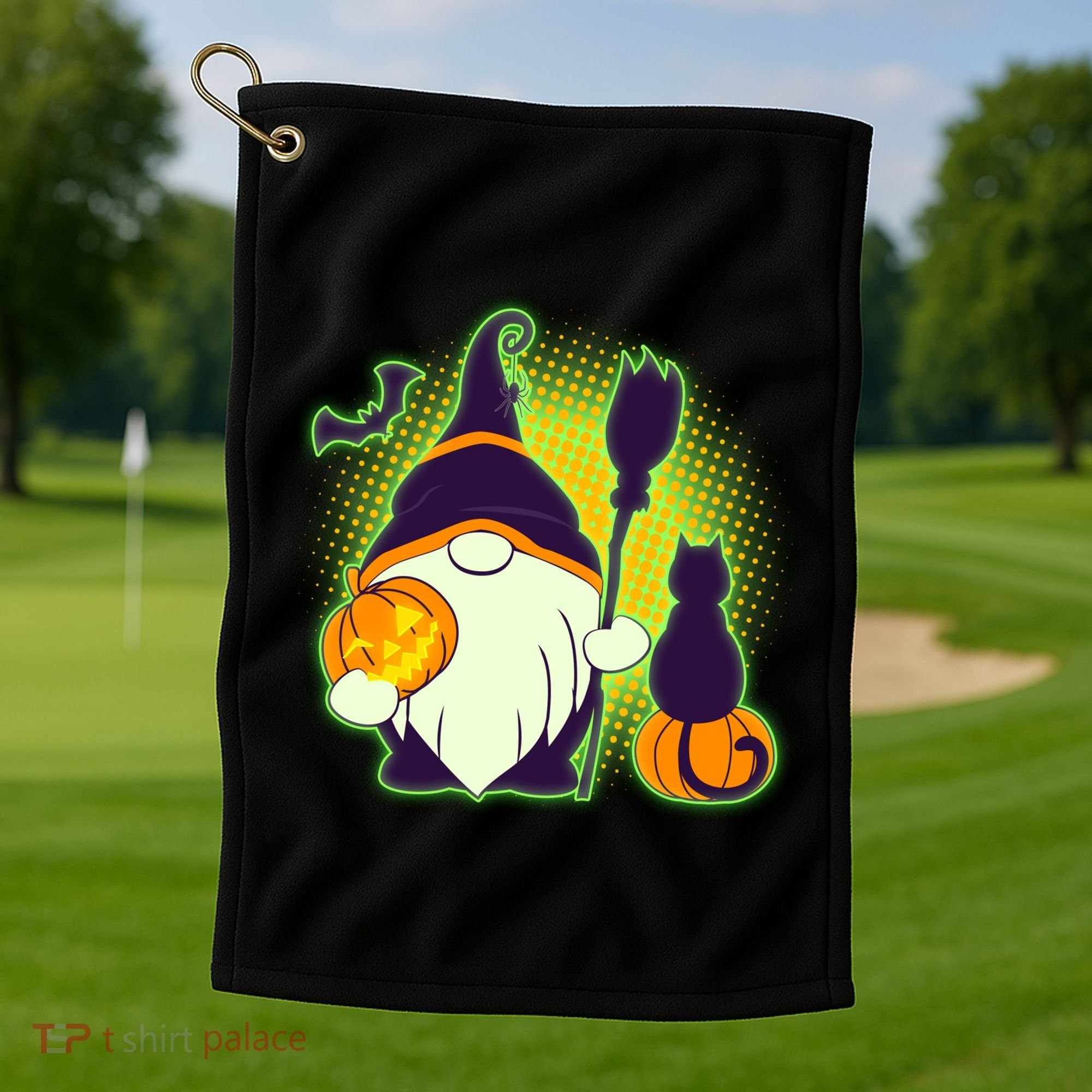 Cute Funny Halloween Gnome Golf Towel