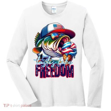 Cool Fish Ice Cream Taste Like Freedom Women's Long Sleeve Shirt