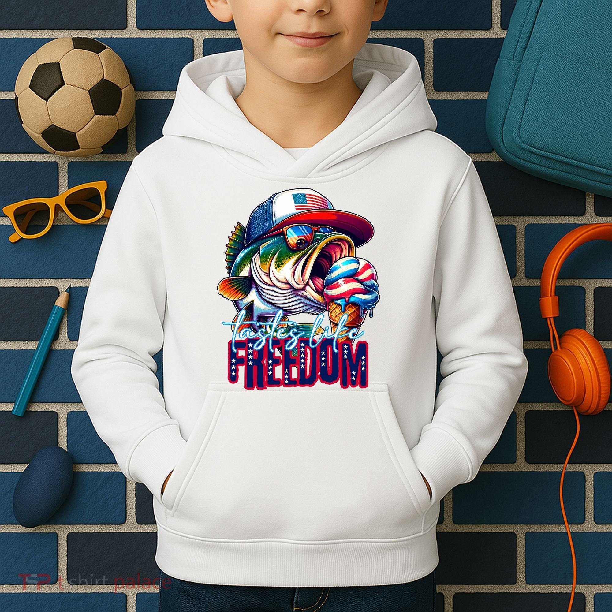 Cool Fish Ice Cream Taste Like Freedom Kids Hoodie