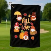 Cute Fall In Love Autumn Gnomes Golf Towel thumb 1