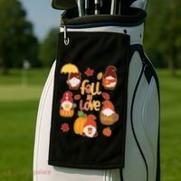 Cute Fall In Love Autumn Gnomes Golf Towel thumb 2