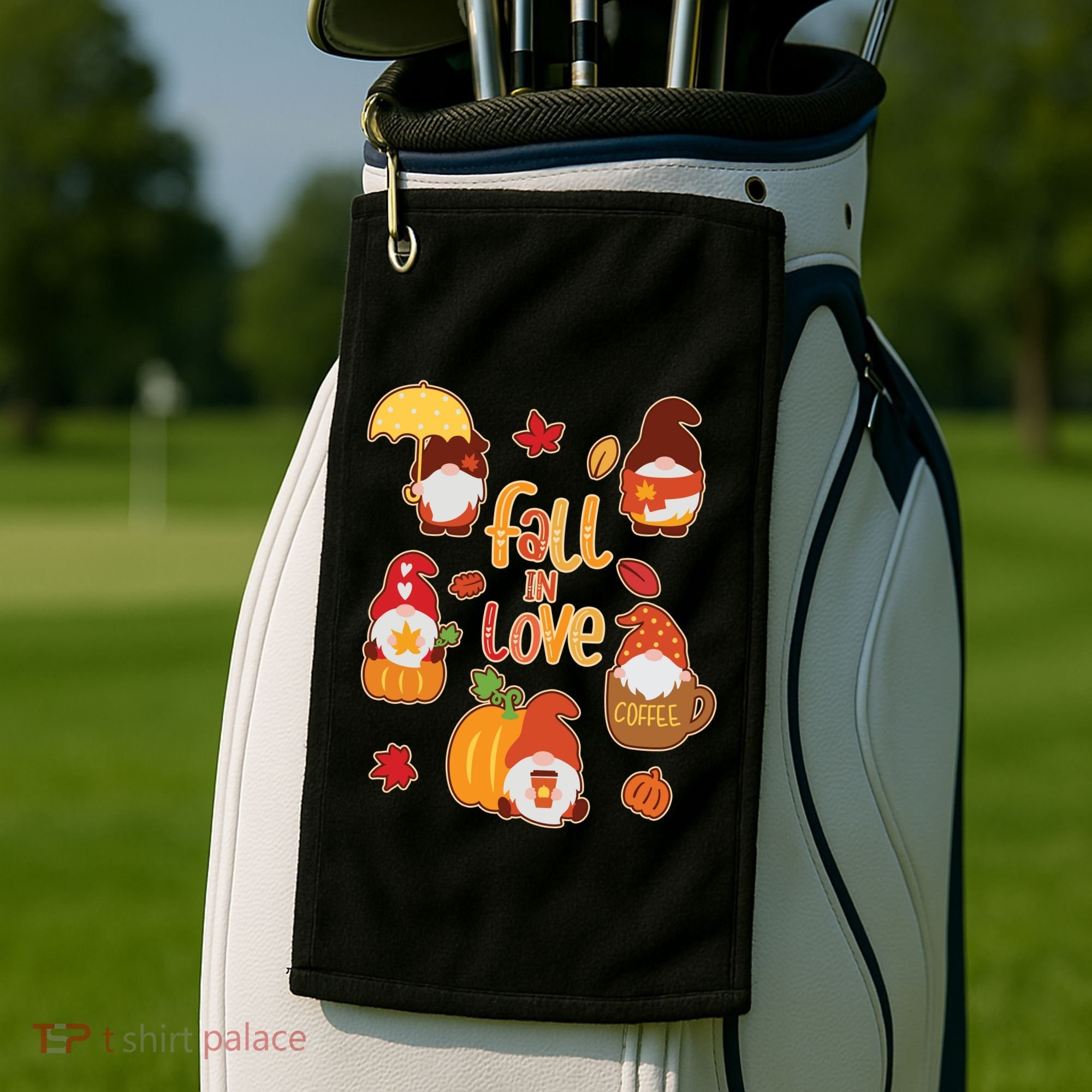 Cute Fall In Love Autumn Gnomes Golf Towel