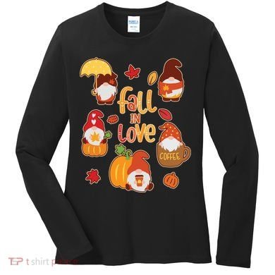 Cute Fall In Love Autumn Gnomes Women's Long Sleeve Shirt