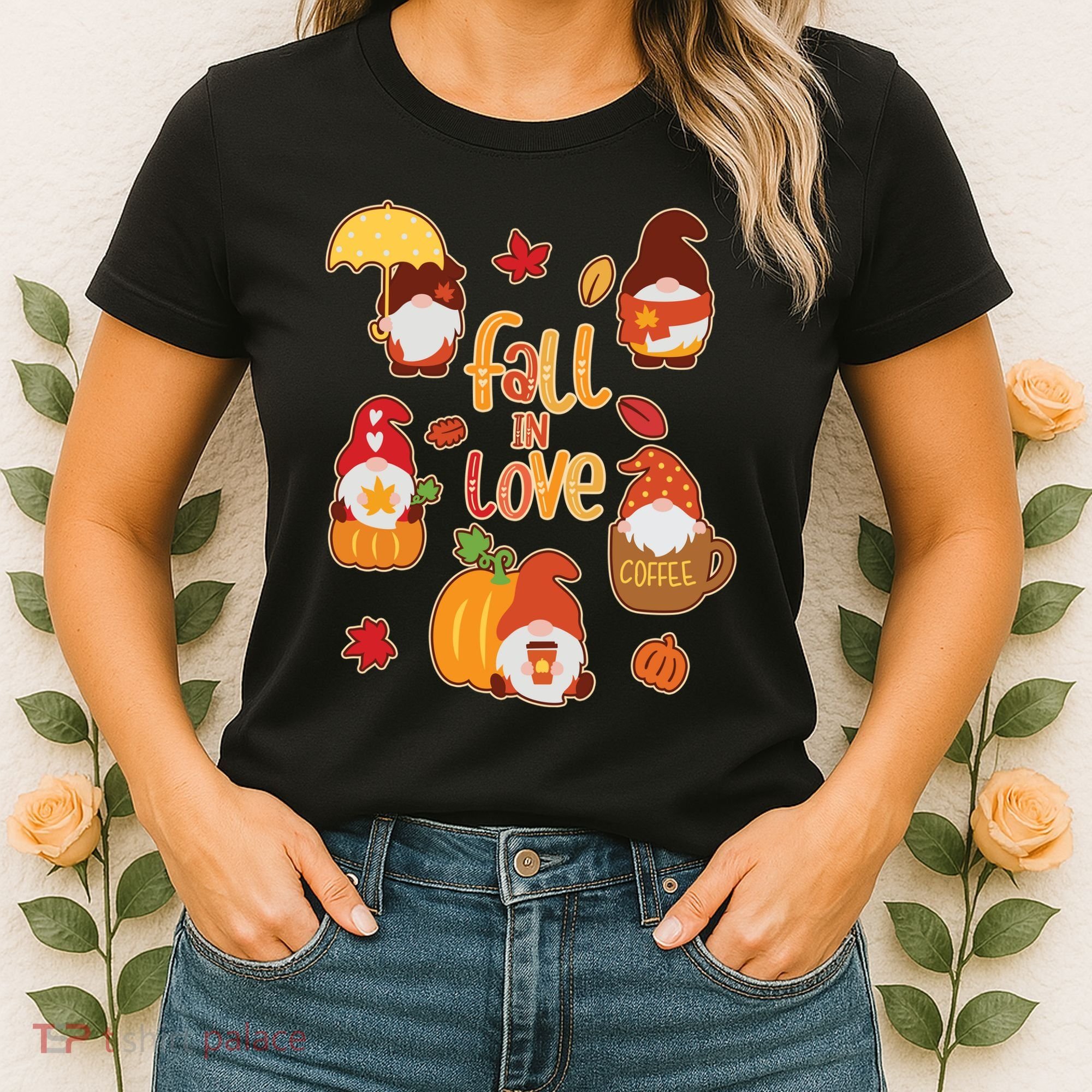 Cute Fall In Love Autumn Gnomes Women's T-Shirt