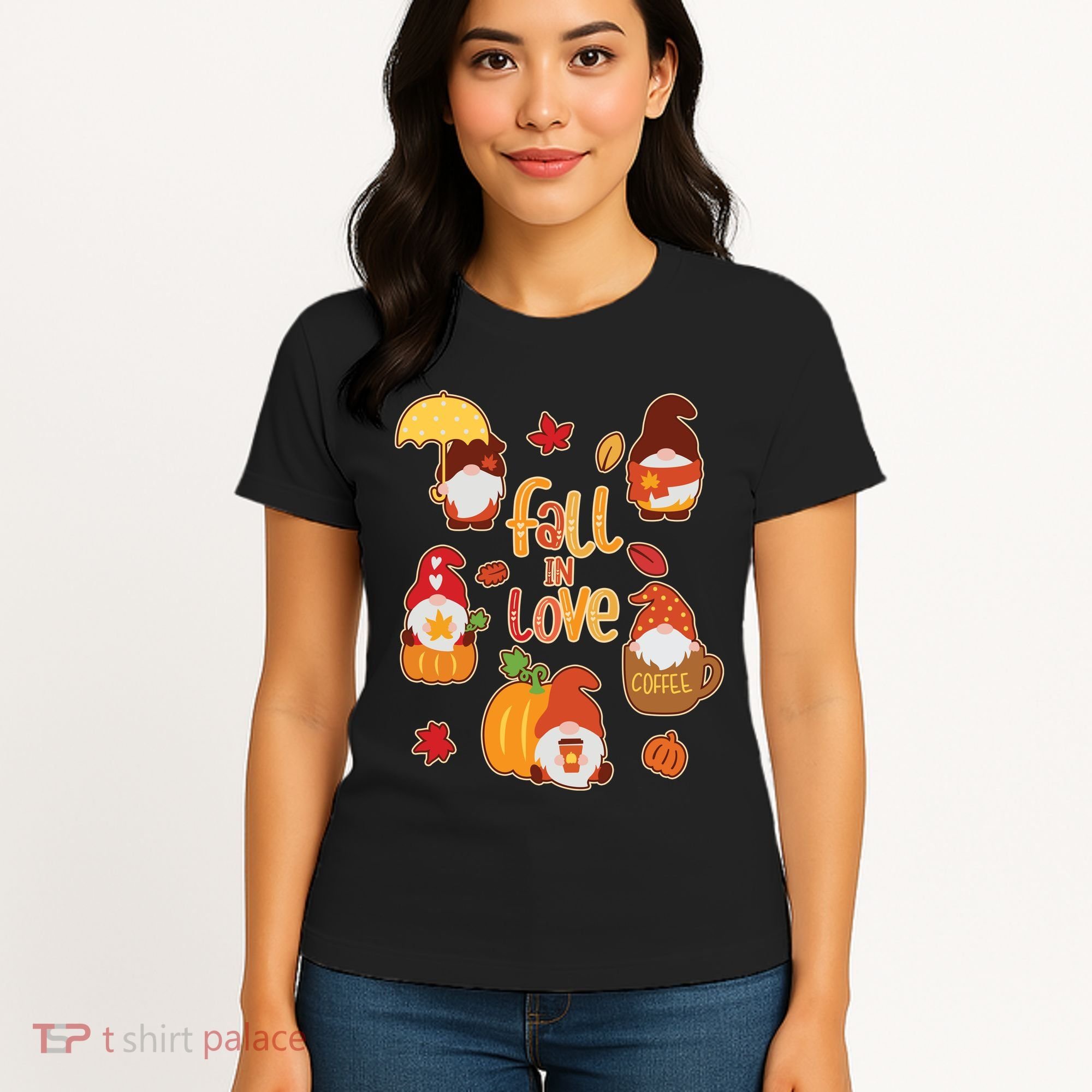 Cute Fall In Love Autumn Gnomes Women's T-Shirt