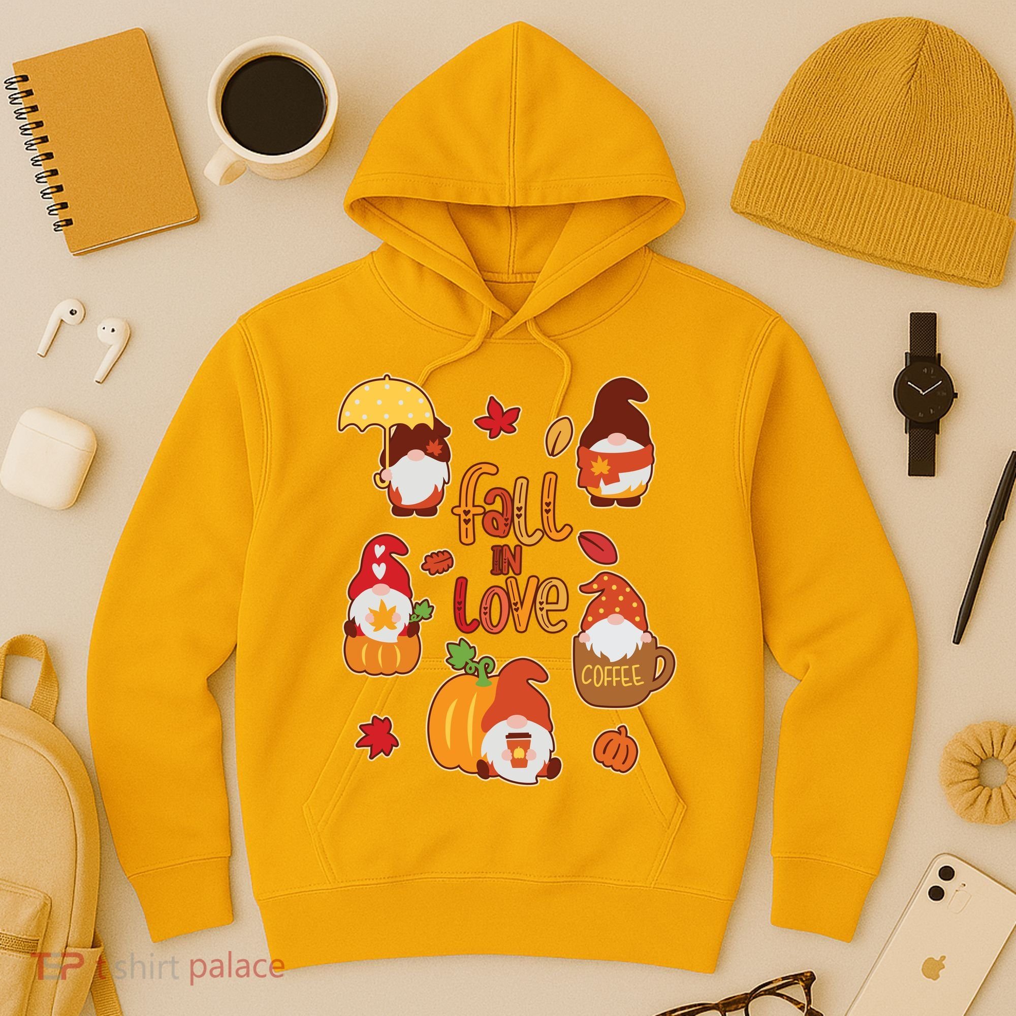 Cute Fall In Love Autumn Gnomes Hoodie