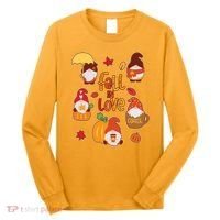Cute Fall In Love Autumn Gnomes Long Sleeve Shirt thumb 0