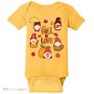 Cute Fall In Love Autumn Gnomes Baby Bodysuit