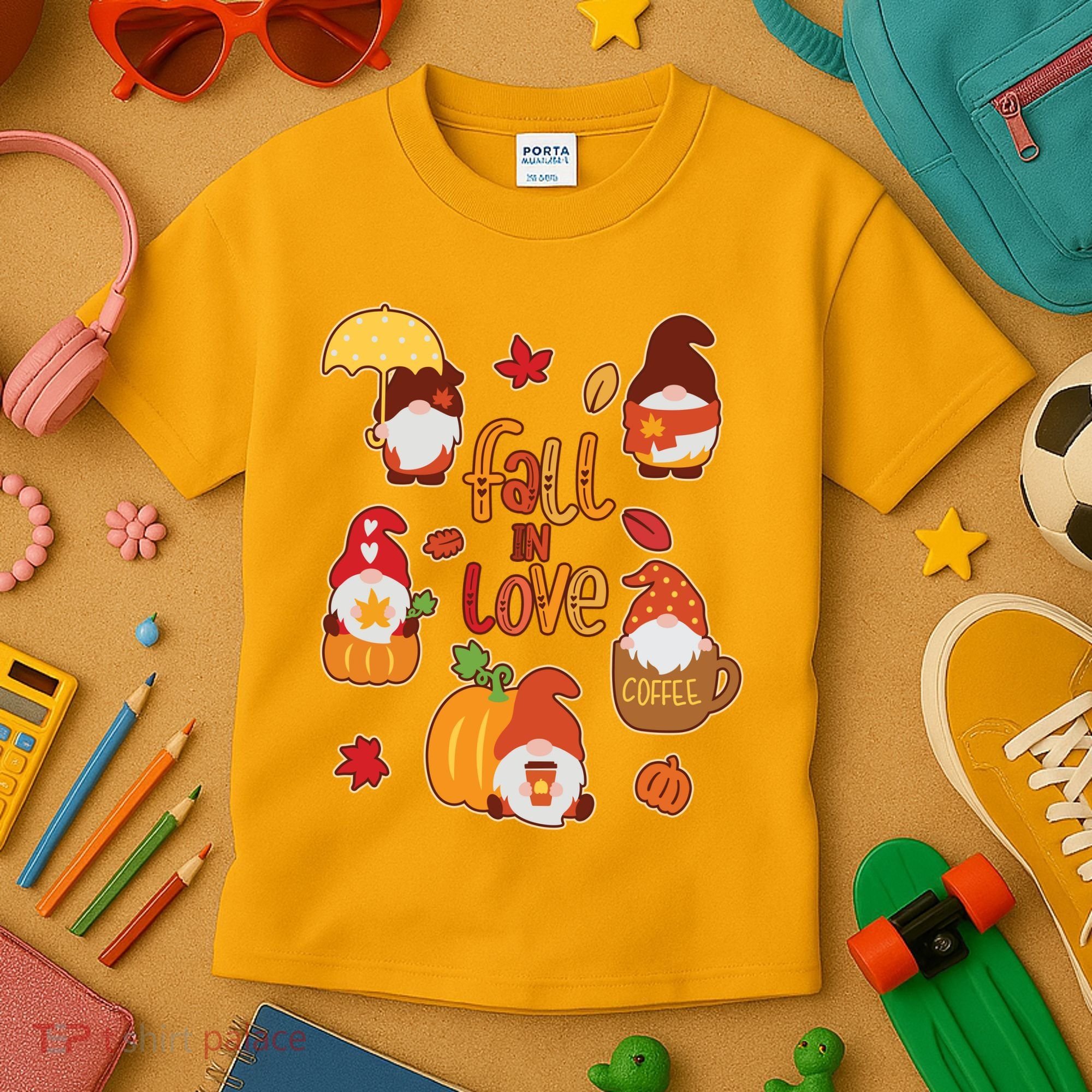 Cute Fall In Love Autumn Gnomes Kids T-Shirt
