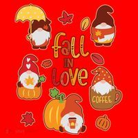 Cute Fall In Love Autumn Gnomes Santa Hat thumb 1