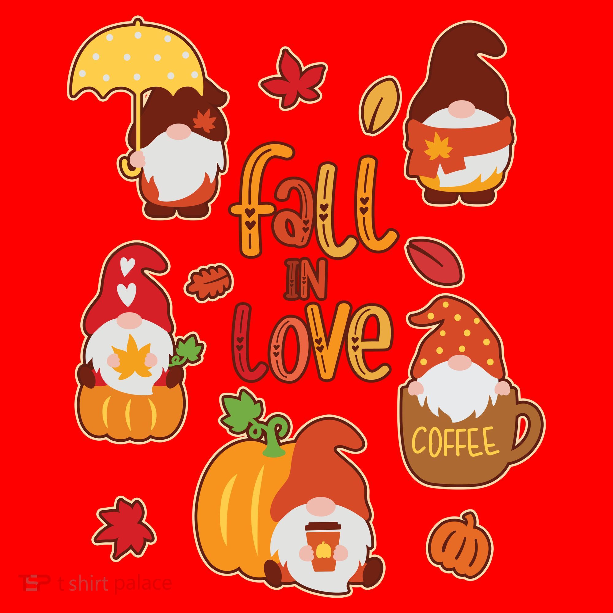 Cute Fall In Love Autumn Gnomes Santa Hat