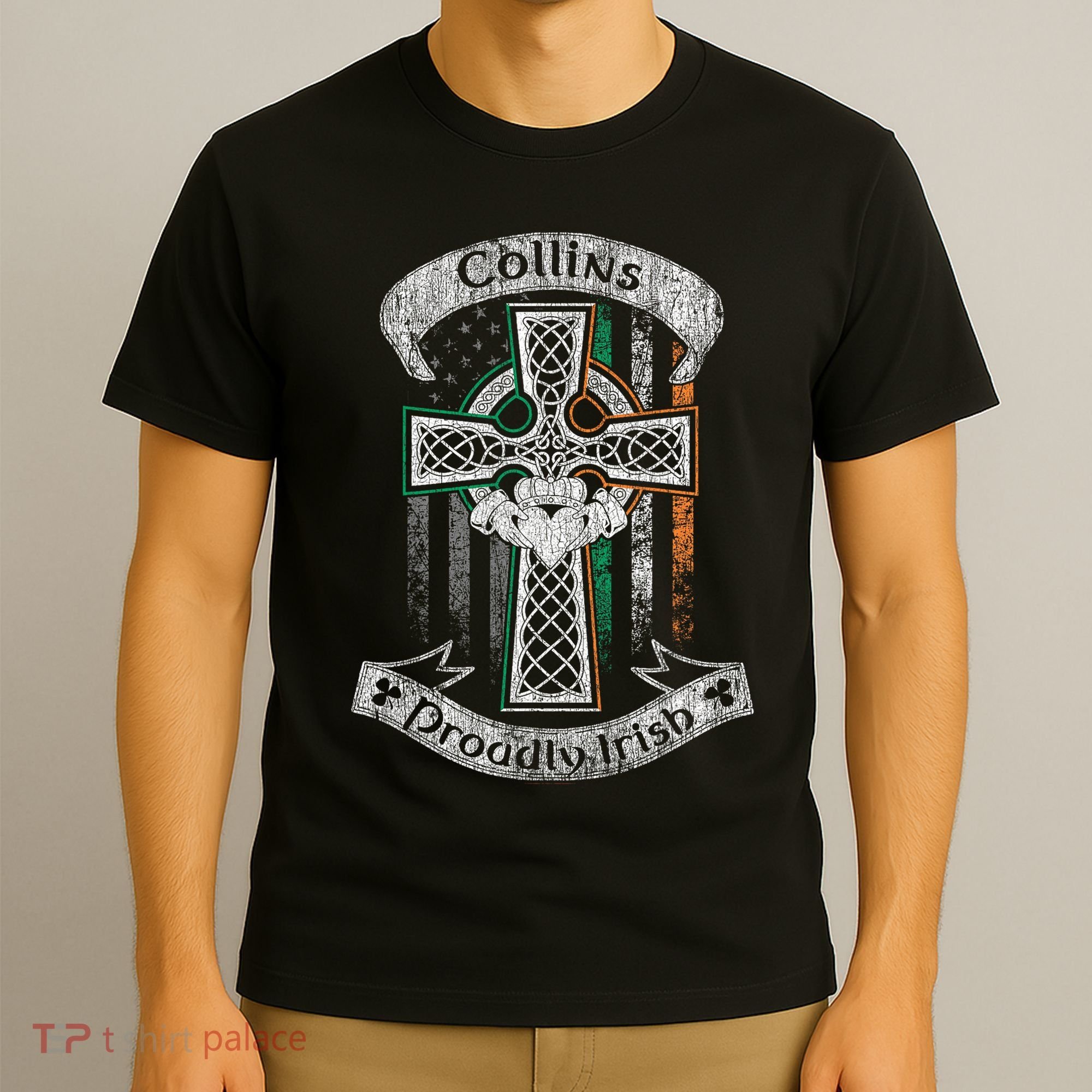 Collins Family Irish Americans, Us Flag, Ireland Flag T-Shirt
