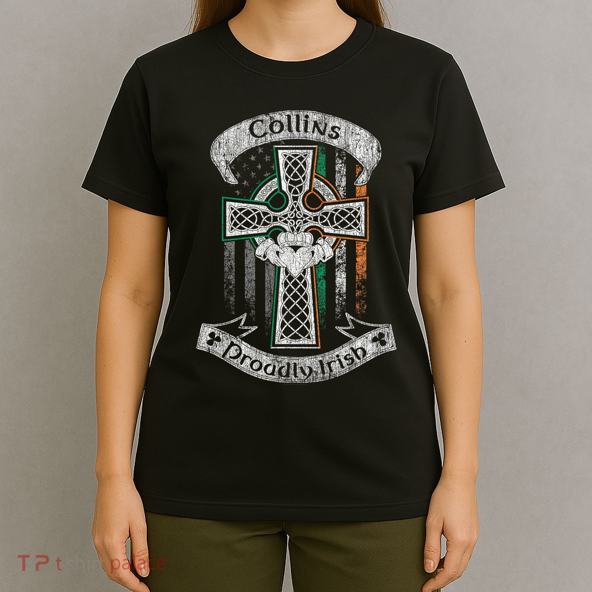 Collins Family Irish Americans, Us Flag, Ireland Flag T-Shirt