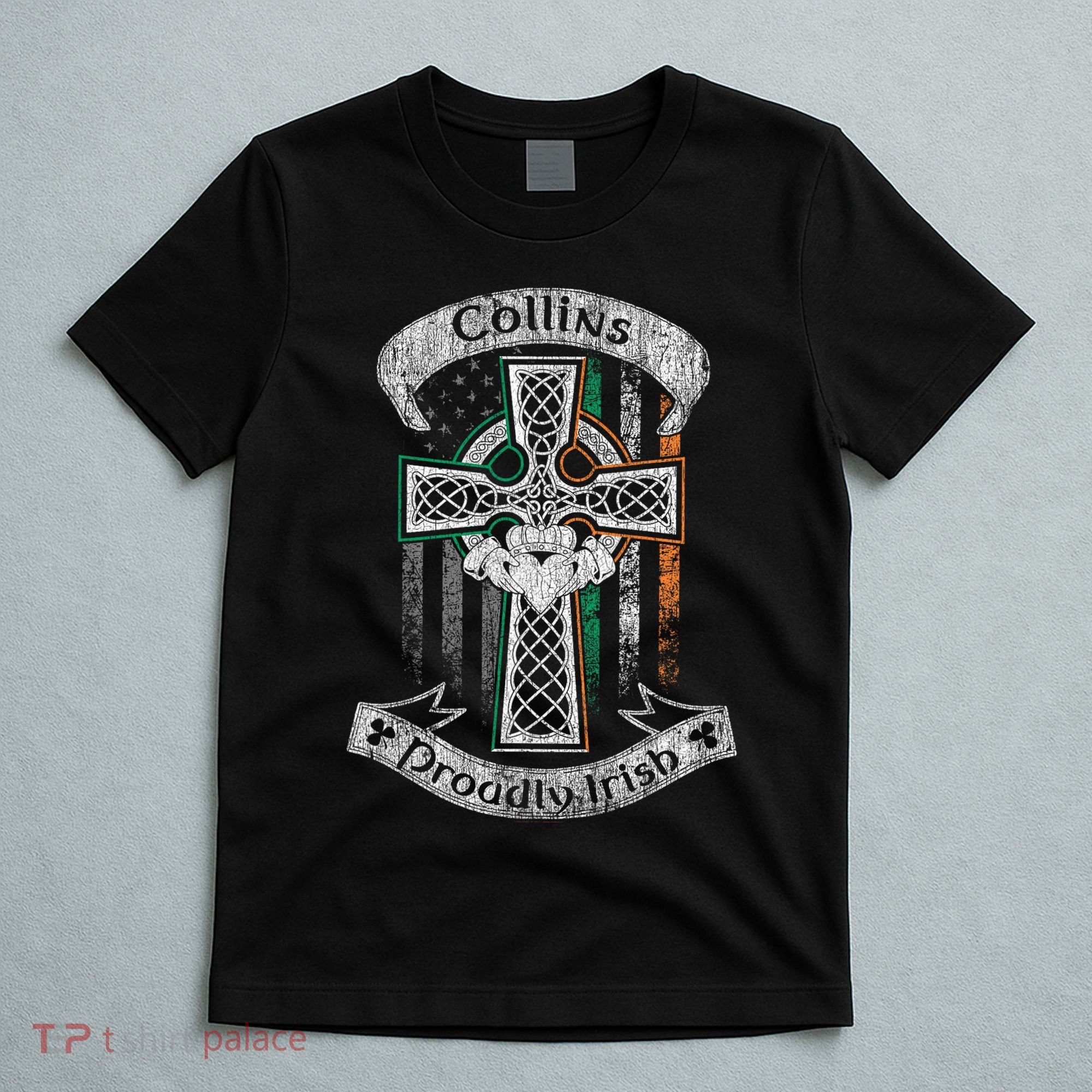 Collins Family Irish Americans, Us Flag, Ireland Flag T-Shirt