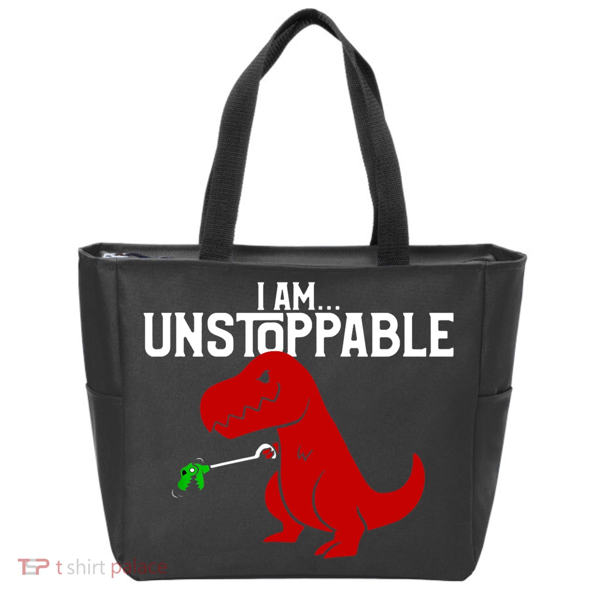 Cute & Funny I Am Unstoppable TRex Dinosaur TShirt Tote Bag