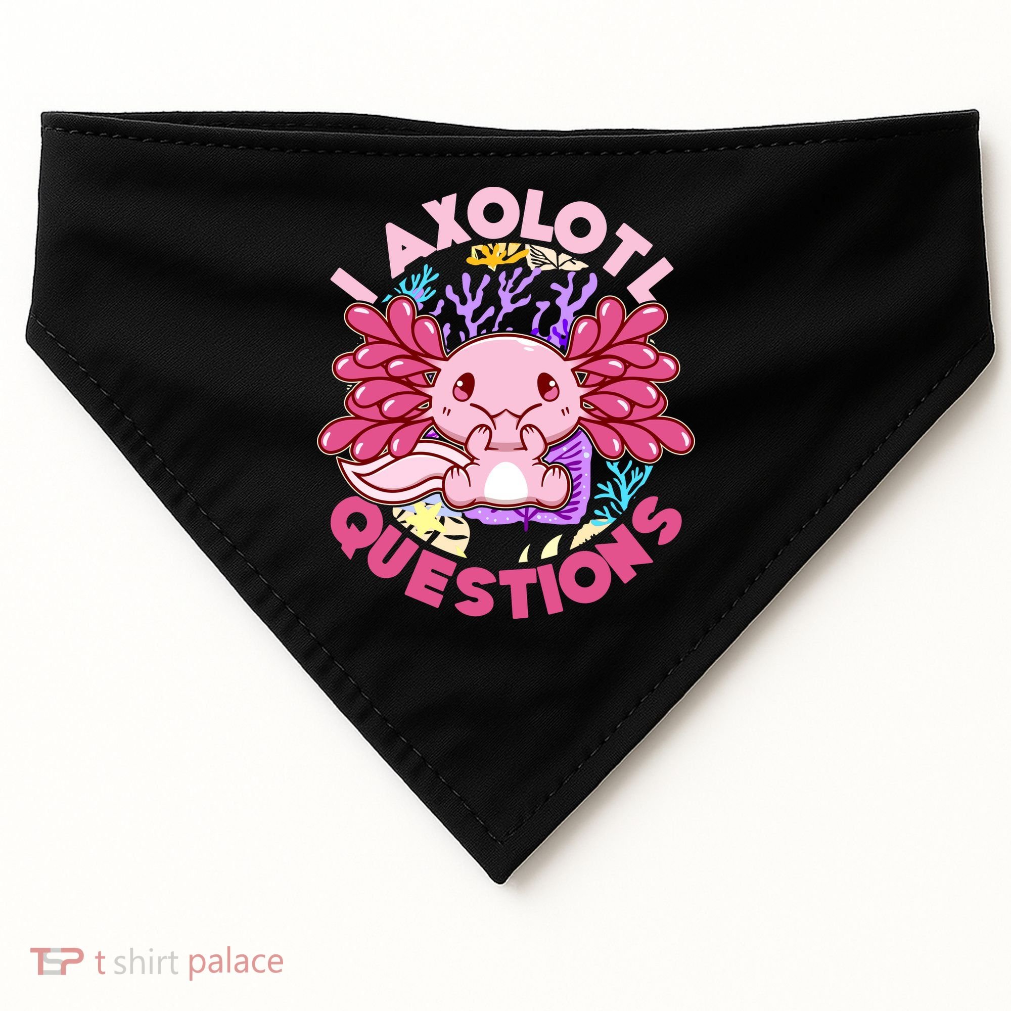 Cute Funny I Axolotl Questions USA-Made Doggie Bandana