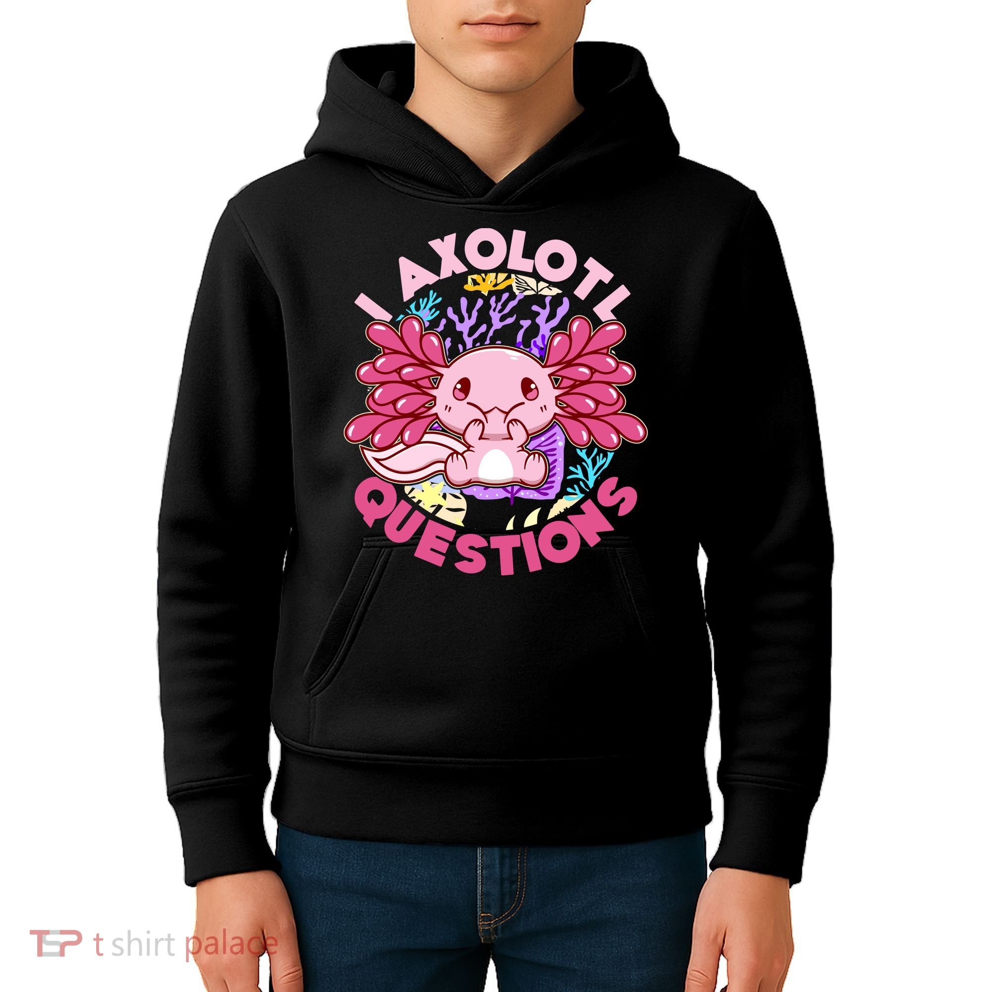 Cute Funny I Axolotl Questions Kids Hoodie