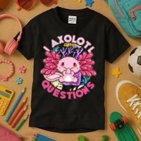 Cute Funny I Axolotl Questions Kids T-Shirt thumb 3
