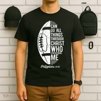 Christian Football I Can Do All Things Philippians 4 13 Gift T-Shirt thumb 6